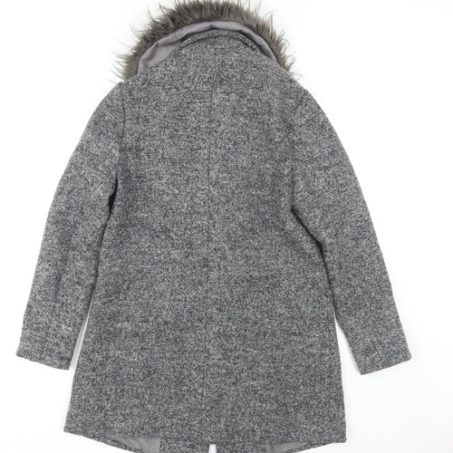 New Look Women's Grey Mid-Length Overcoat Size 10