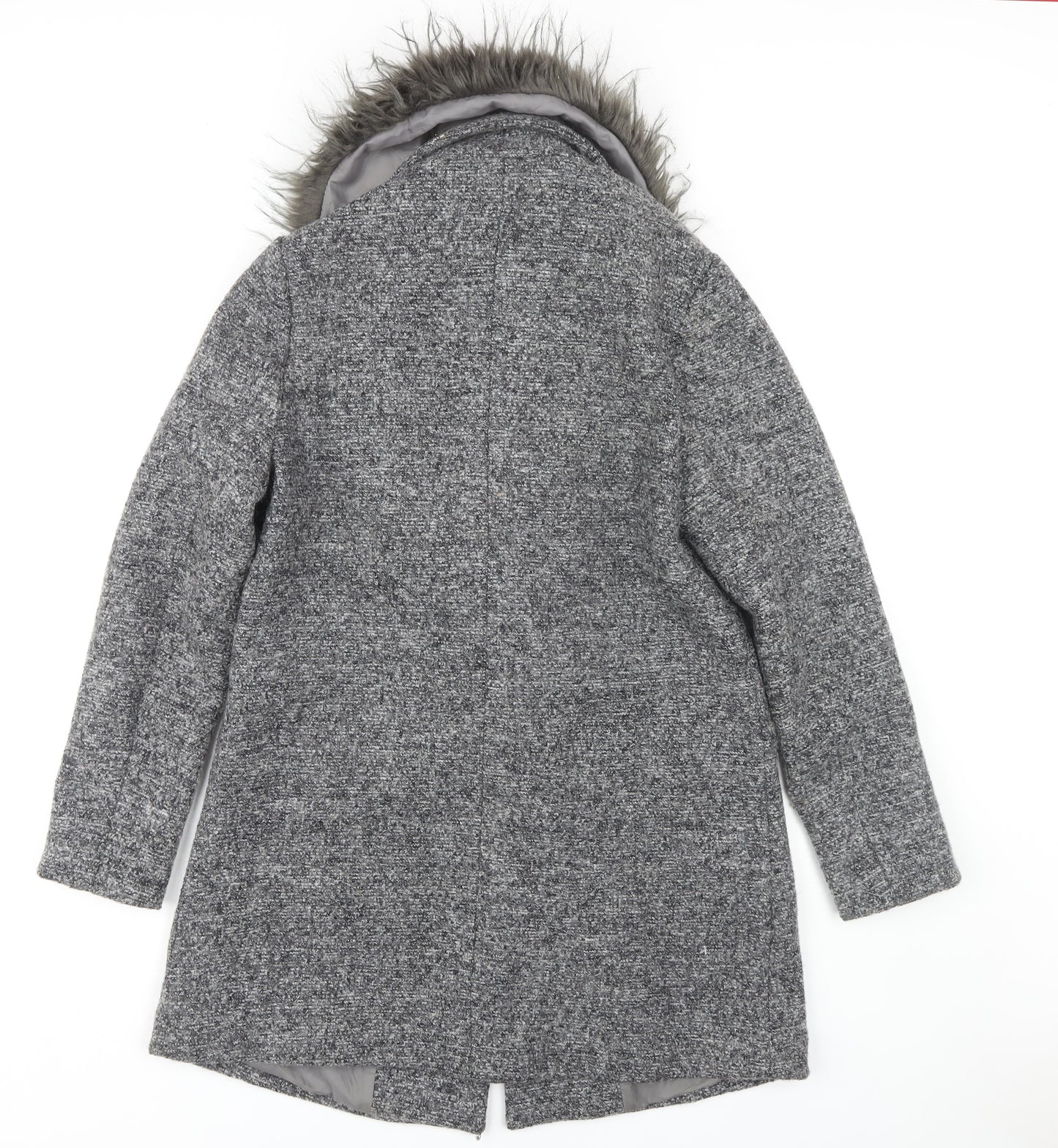 New Look Women's Grey Mid-Length Overcoat Size 10