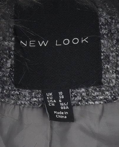 New Look Women's Grey Mid-Length Overcoat Size 10