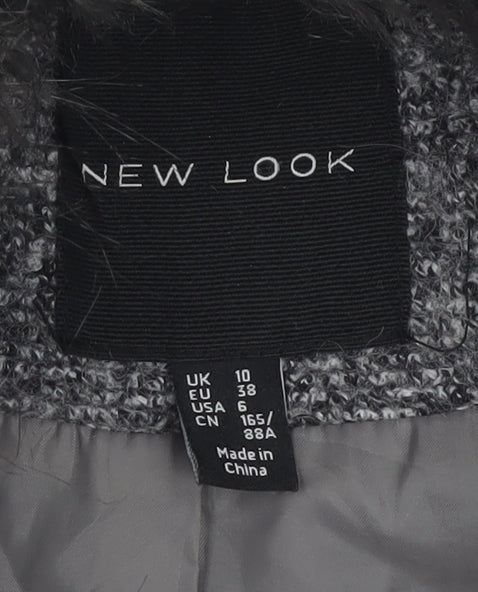 New Look Women's Grey Mid-Length Overcoat Size 10