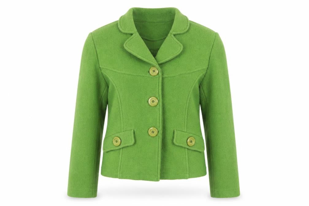 Front view of Lisa International Women's Green Wool Jacket M