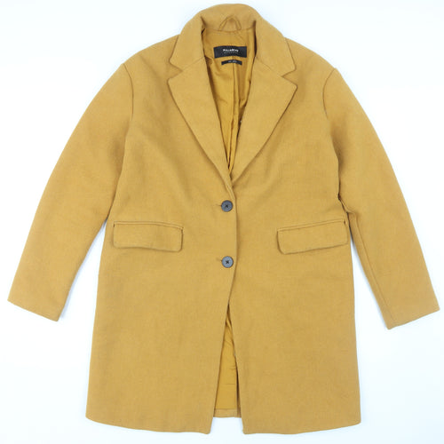 Pull&Bear Women's Yellow Button Coat, Size 26