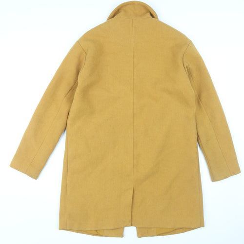 Pull&Bear Women's Yellow Button Coat, Size 26