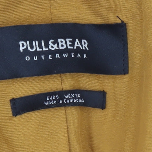 Pull&Bear Women's Yellow Button Coat, Size 26