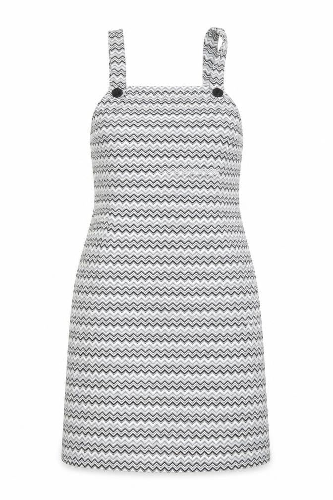 Front view of Red Herring Women's Chevron Pinafore Dress, size 14
