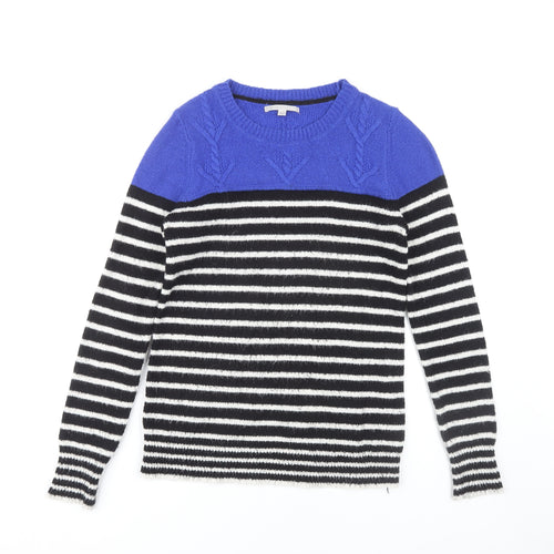 Gap Women's Black Blue Striped Pullover Jumper, Size S