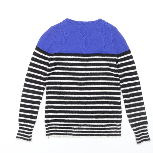 Gap Women's Black Blue Striped Pullover Jumper, Size S