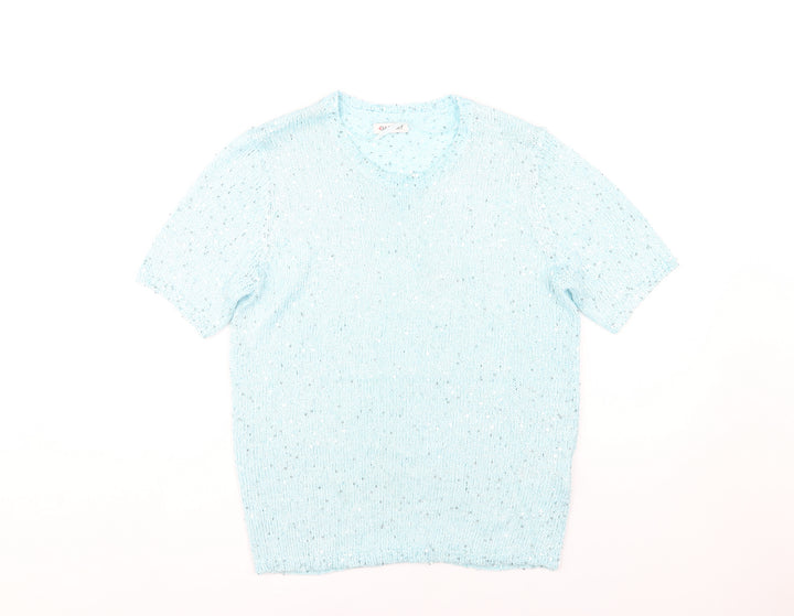 Damart Women's Blue Knit T-Shirt, Size 10-12, Crew Neck