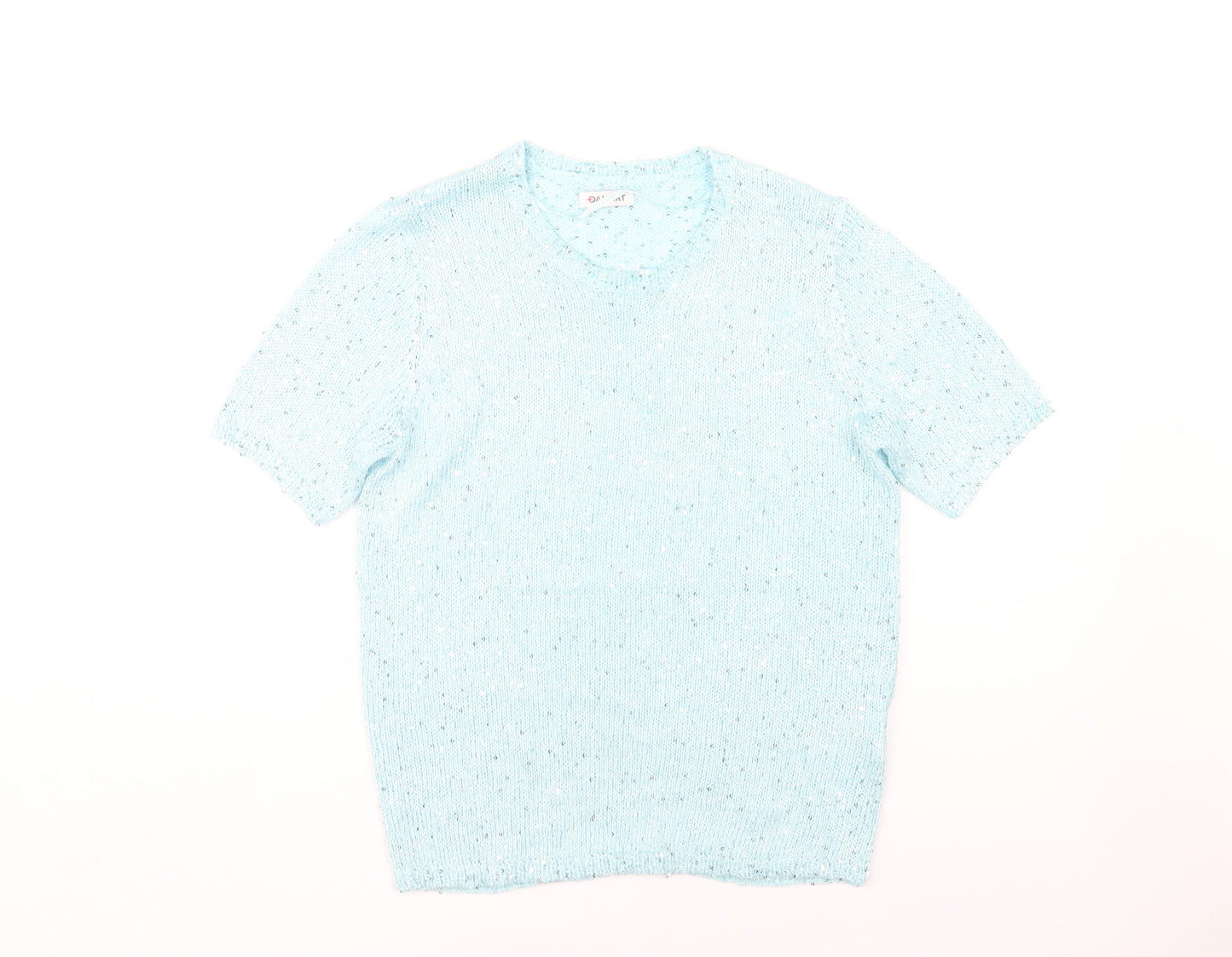 Damart Women's Blue Knit T-Shirt, Size 10-12, Crew Neck