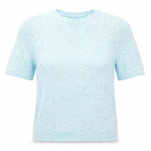 Damart Women's Blue Knit T-Shirt, Size 10-12, Crew Neck