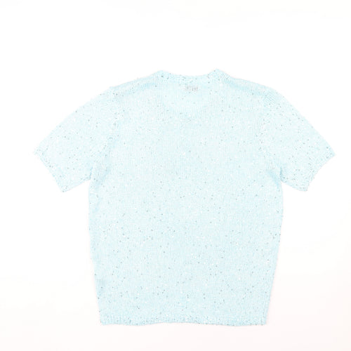 Damart Women's Blue Knit T-Shirt, Size 10-12, Crew Neck