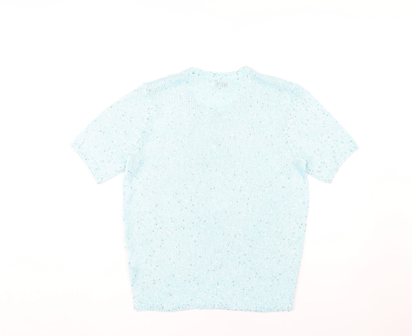 Damart Women's Blue Knit T-Shirt, Size 10-12, Crew Neck