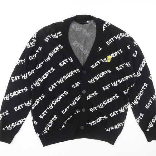 H&M Mens Black The Simpsons Cardigan, Size M, Cotton, Fun