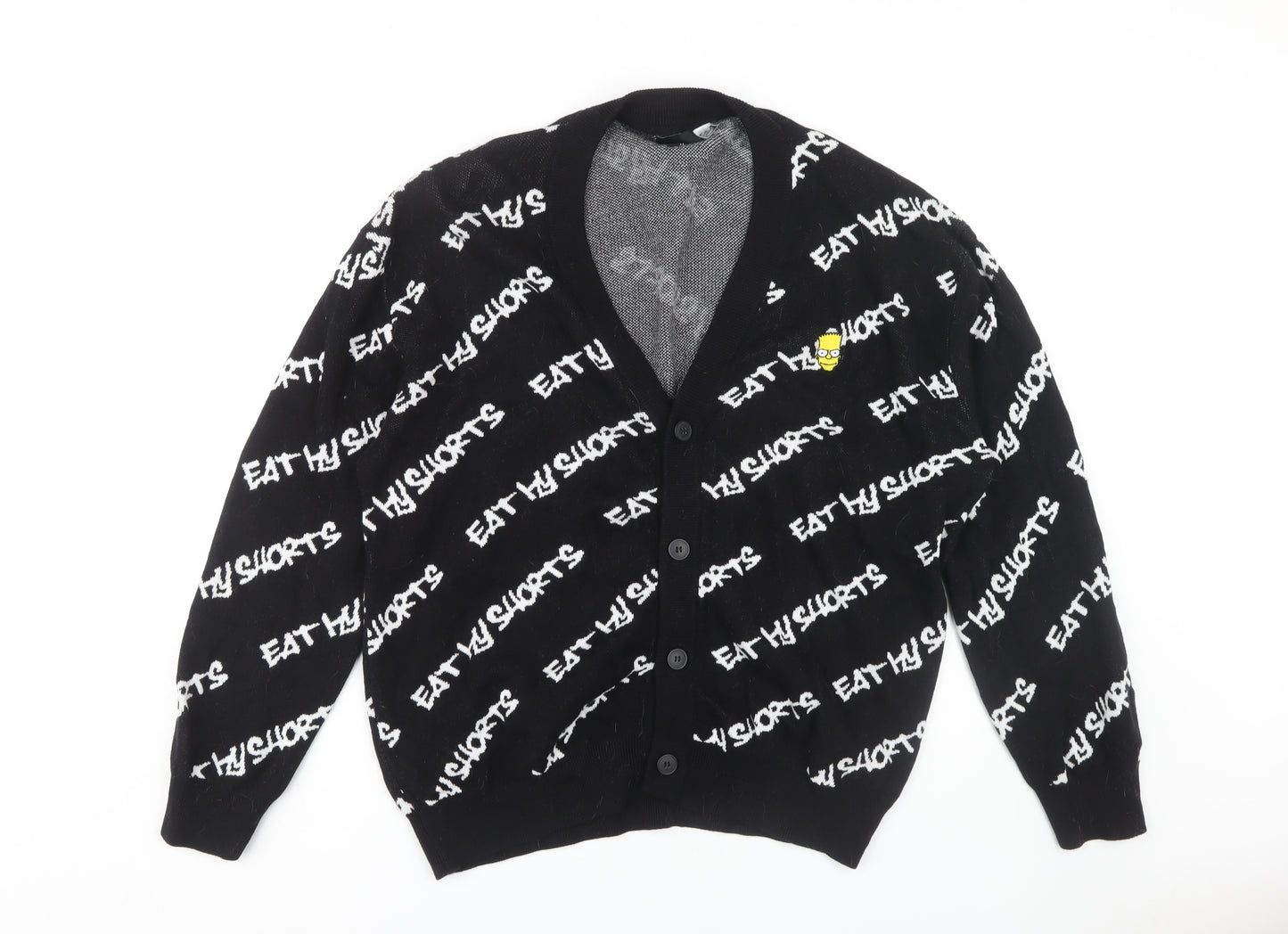 H&M Mens Black The Simpsons Cardigan, Size M, Cotton, Fun