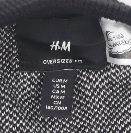 H&M Mens Black The Simpsons Cardigan, Size M, Cotton, Fun