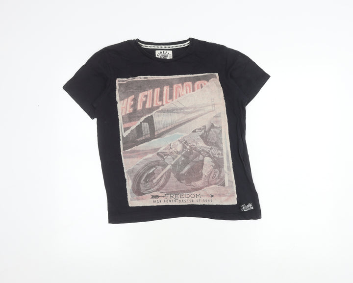 Firefly Black Boys T-Shirt 14 Years Graphic Motorcycle Design