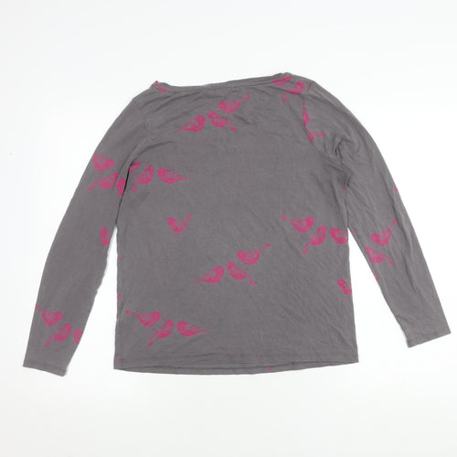 Boden Women's Grey Bird Print Long Sleeve Top Size 8