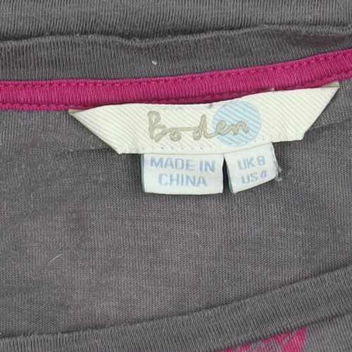 Boden Women's Grey Bird Print Long Sleeve Top Size 8