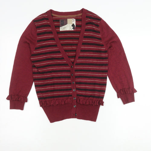 Betty Jackson Black Women's Red V-Neck Cardigan Size 12