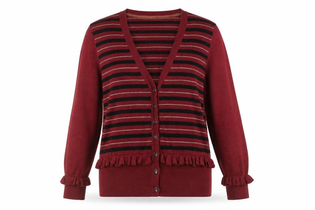 Betty Jackson Black Women's Red V-Neck Cardigan Size 12