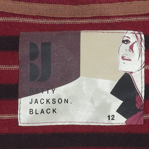 Betty Jackson Black Women's Red V-Neck Cardigan Size 12