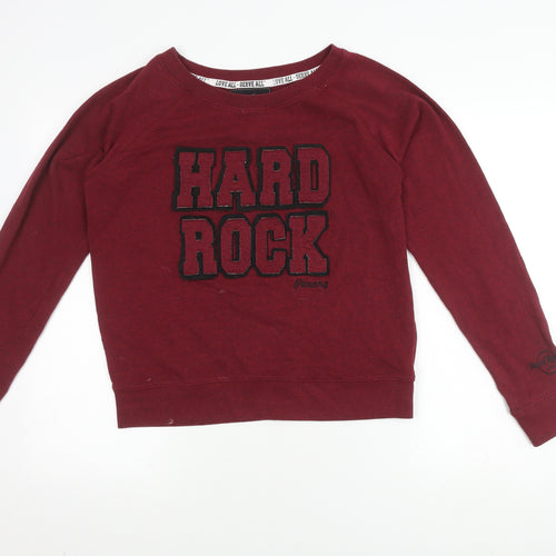 Hard Rock Cafe Red Graphic Sweatshirt L Unisex