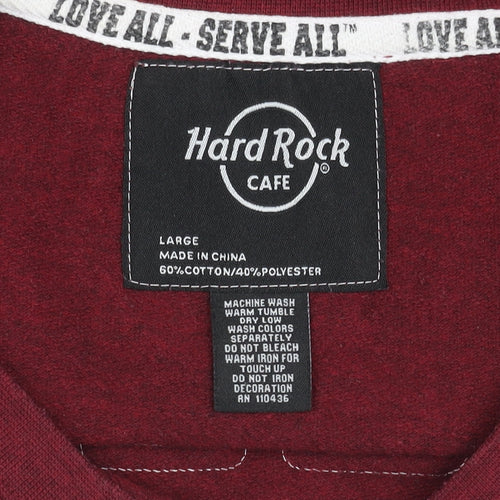 Hard Rock Cafe Red Graphic Sweatshirt L Unisex