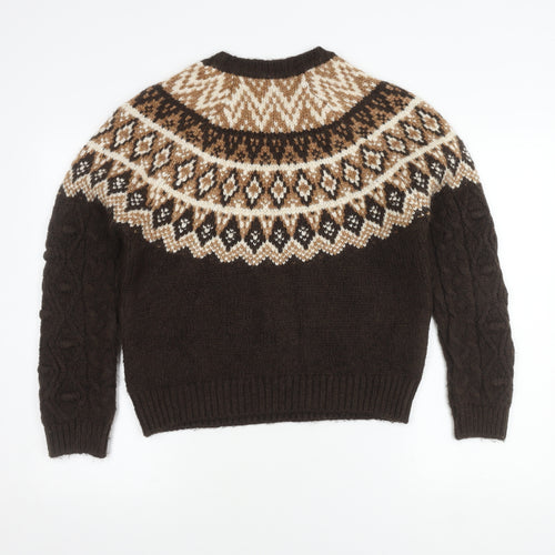 Marks and Spencer Women's Brown Fair Isle Jumper, Size S