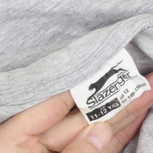 Slazenger Boys Grey T-Shirt, 11-12 Years, Casual, Short Sleeve