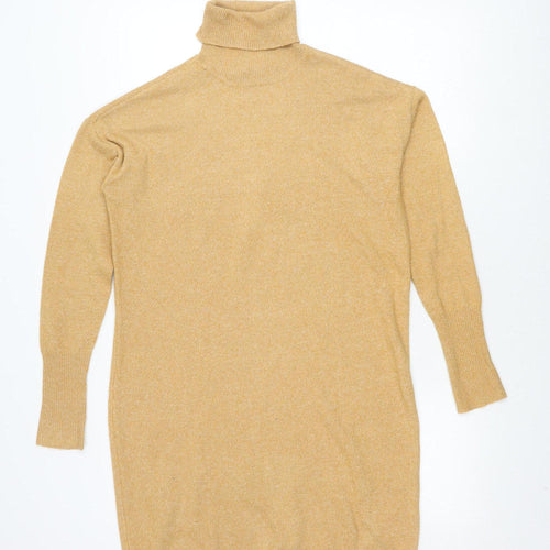 Vero Moda Women's Gold Roll Neck T-Shirt Dress S