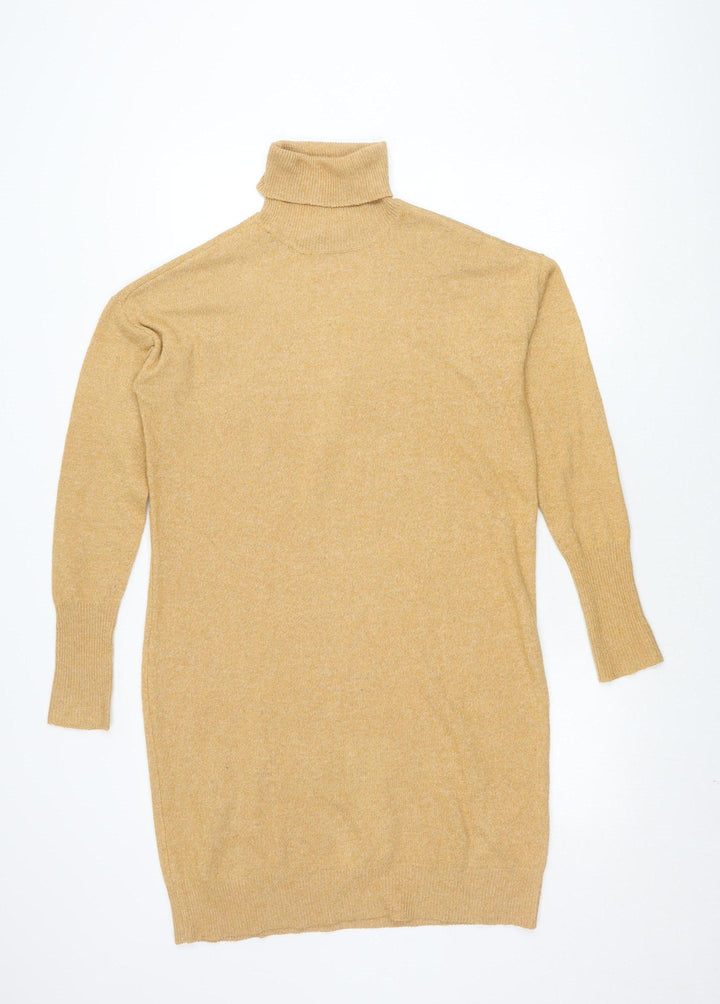 Vero Moda Women's Gold Roll Neck T-Shirt Dress S