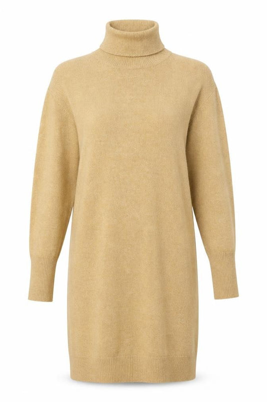 Front view of Vero Moda Women's Gold Roll Neck T-Shirt Dress S