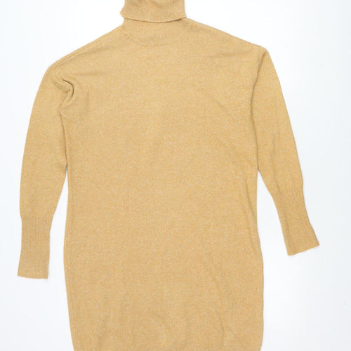 Vero Moda Women's Gold Roll Neck T-Shirt Dress S
