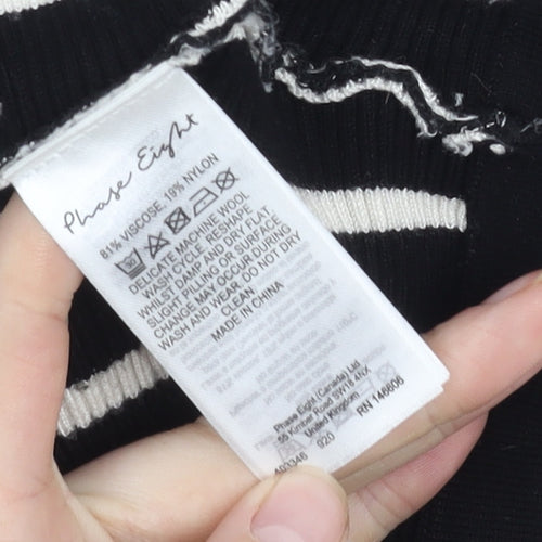 Phase Eight Women's Black Striped Knit Top M