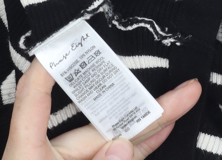 Phase Eight Women's Black Striped Knit Top M