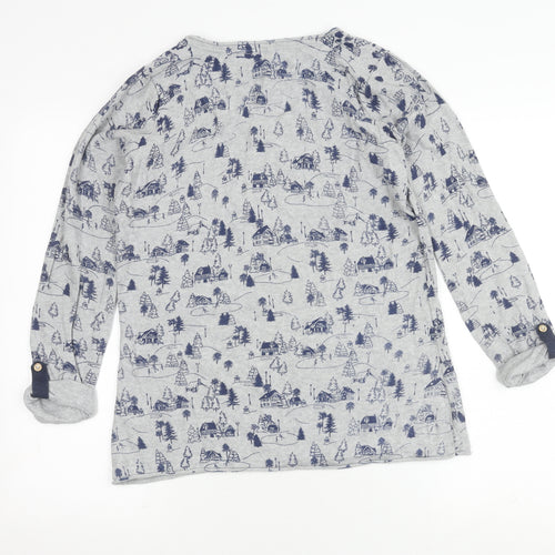 Mantaray Women's Grey Long Sleeve Cotton Top, Size 12