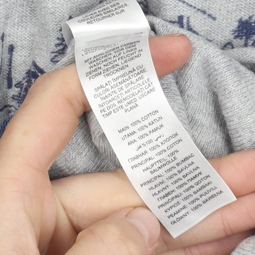 Mantaray Women's Grey Long Sleeve Cotton Top, Size 12