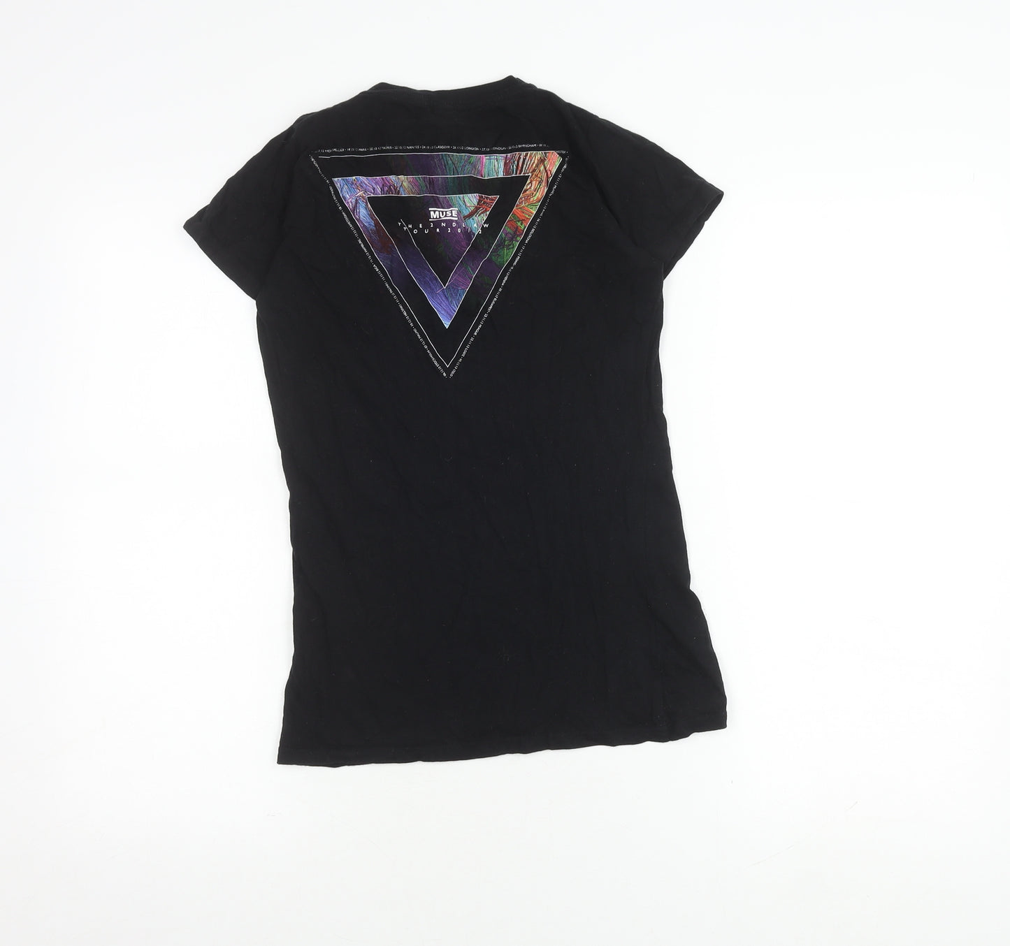 MUSE Women's Black Cotton T-Shirt, Size S, Short Sleeve