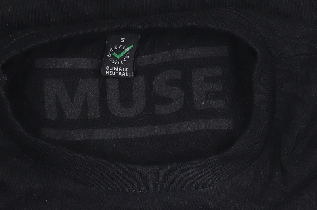 MUSE Women's Black Cotton T-Shirt, Size S, Short Sleeve