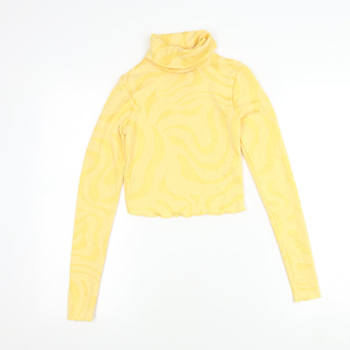 Bershka Women's Yellow Cropped Top, 2XS