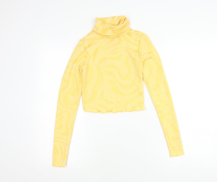 Bershka Women's Yellow Cropped Top, 2XS
