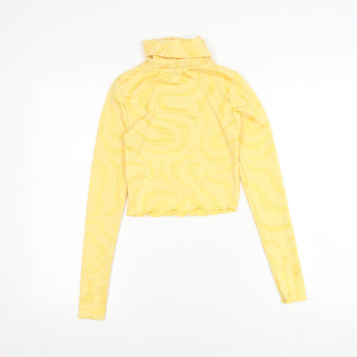 Bershka Women's Yellow Cropped Top, 2XS