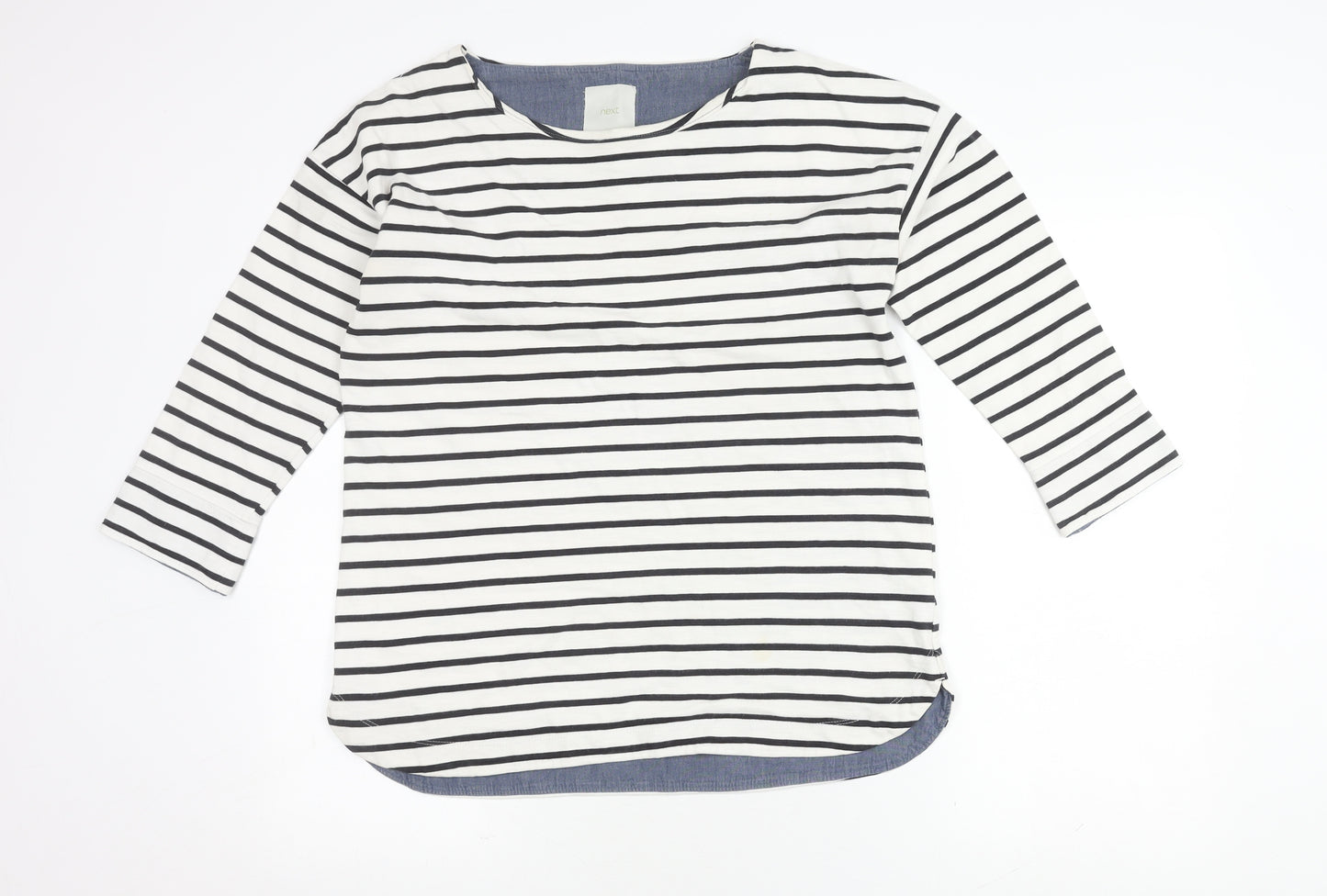 Next Women's White Striped T-Shirt, Size 12