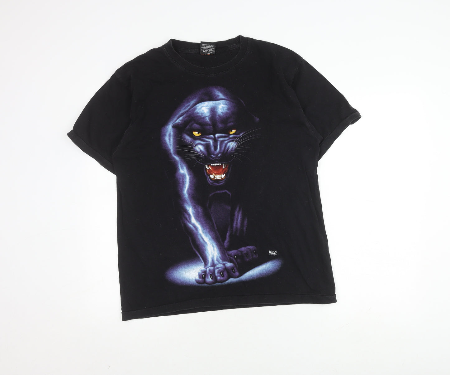Wild Men's Black Panther Graphic T-Shirt L