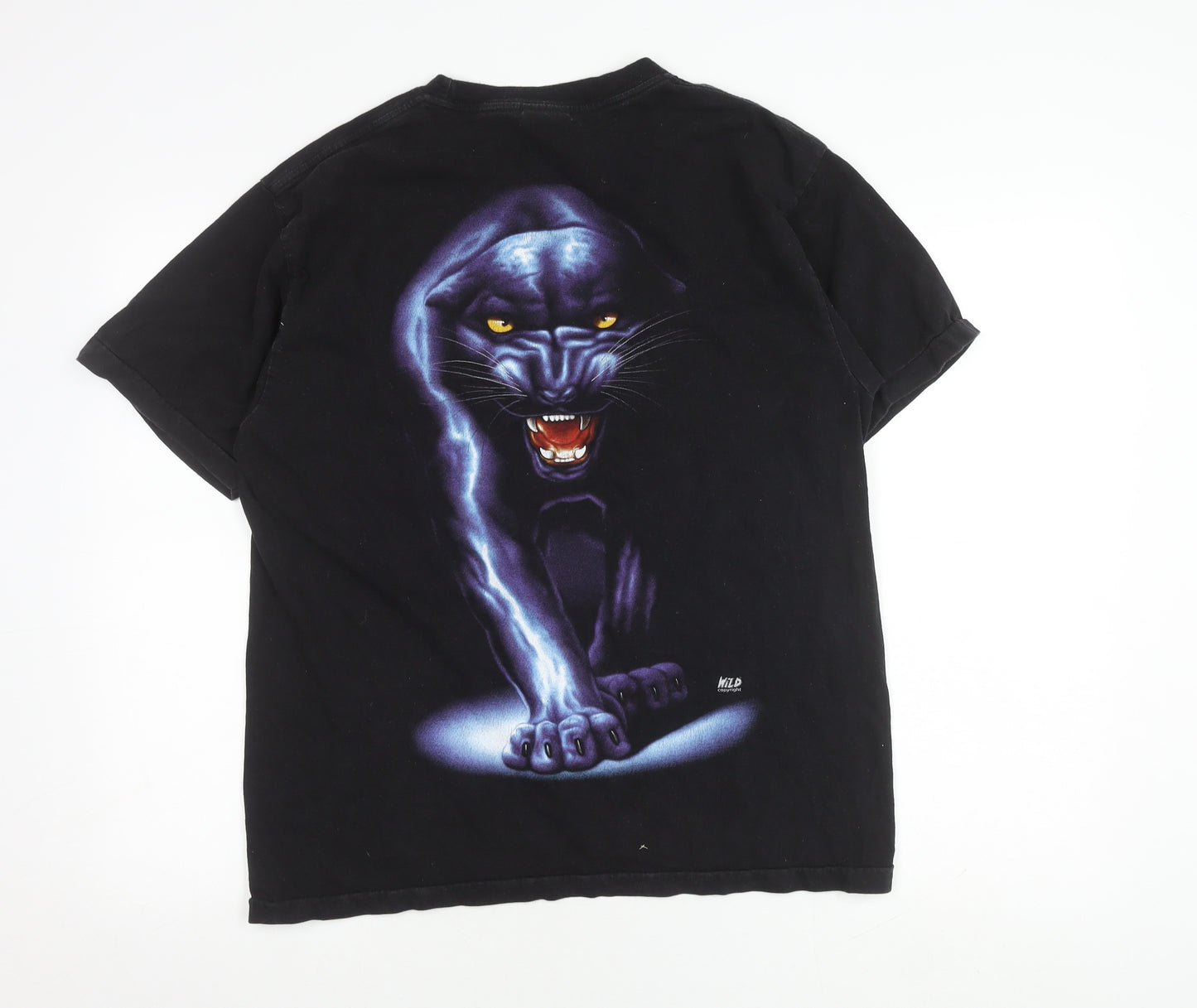 Wild Men's Black Panther Graphic T-Shirt L