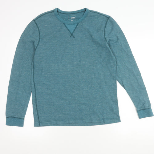 Sonoma Men's Blue Long Sleeve Crew Neck T-Shirt - M