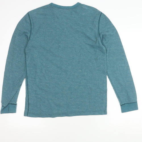 Sonoma Men's Blue Long Sleeve Crew Neck T-Shirt - M