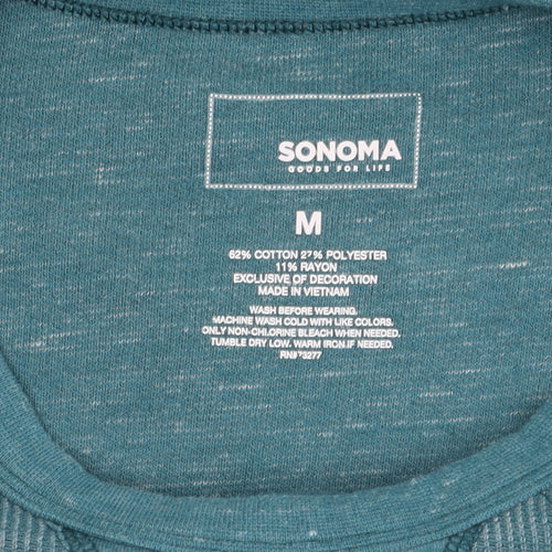 Sonoma Men's Blue Long Sleeve Crew Neck T-Shirt - M