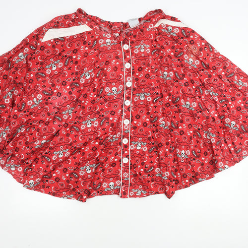 Hell Bunny Red Paisley Button Skirt L Women's