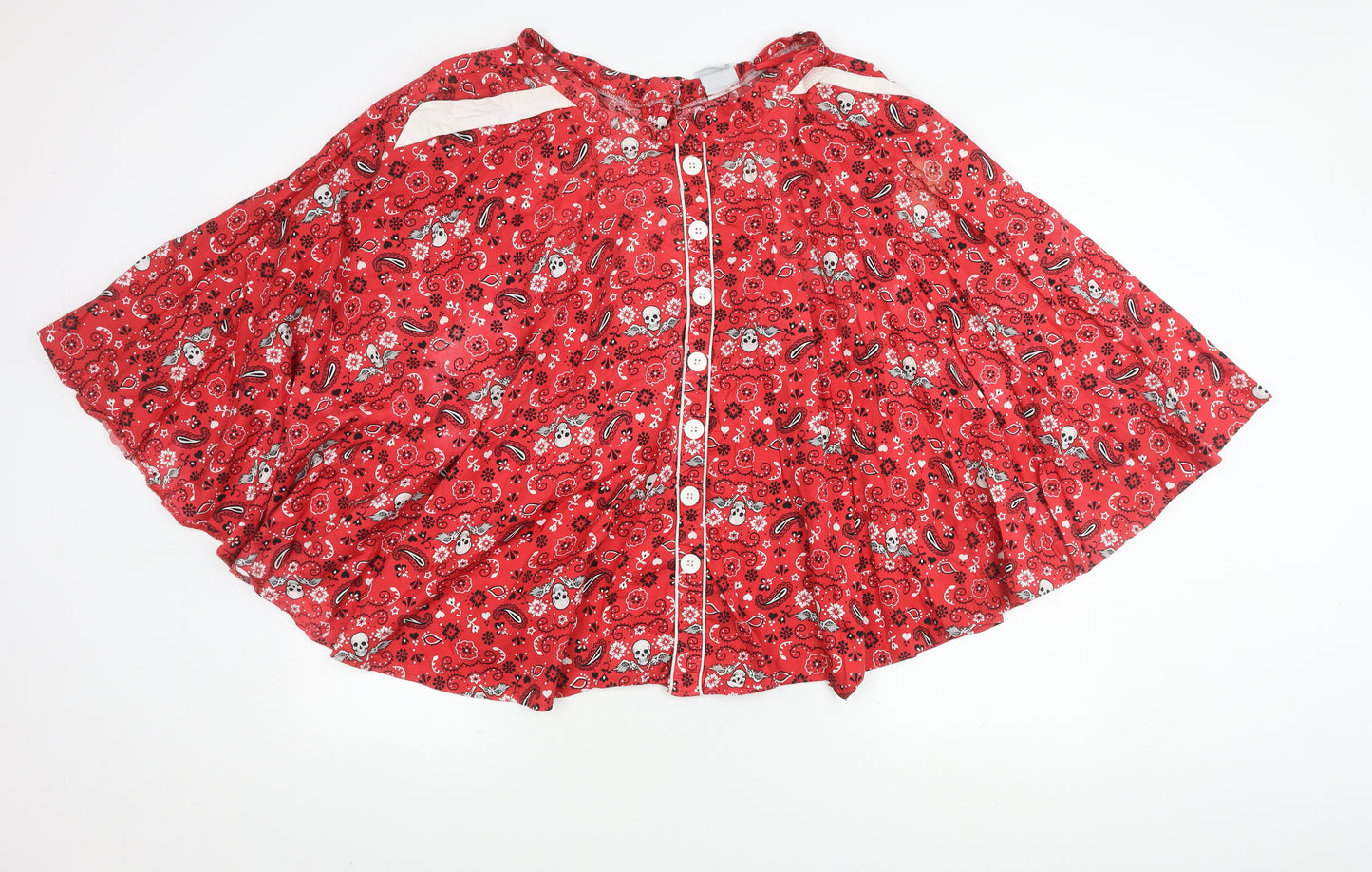 Hell Bunny Red Paisley Button Skirt L Women's